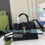 Replica GG Black Small Tote Bag With Hook Closure